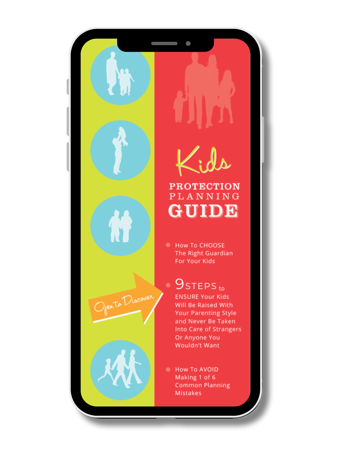 The Kids Protection Planning Guide cover as displayed on an iPhone