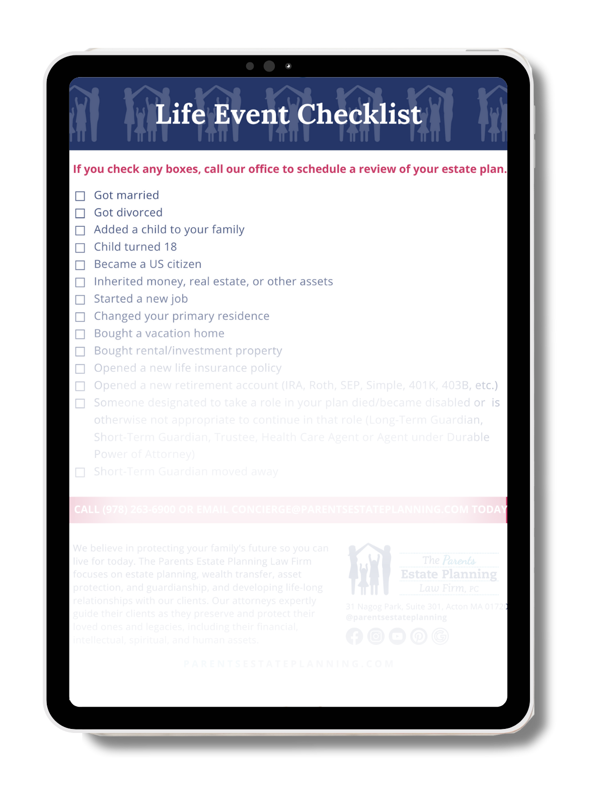 Life Events Checklist helps families prepare for life's uncertainties